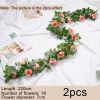 2pcs Rose Vine Flowers Garland Plant Artificial, Wall Hanging Flower Rattan Plant Leaf, Wedding, Home, Garden Decor