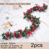 2pcs Rose Vine Flowers Garland Plant Artificial, Wall Hanging Flower Rattan Plant Leaf, Wedding, Home, Garden Decor