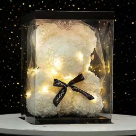 40cm Large Teddy Rose Bear Artificial Flowers Rose Bears with Light Box Anniversary Valentine's Wedding Birthday Christmas Gift (Ships From: China, Color: 40CM-Crown Veil4)