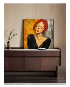 Woman face oli painting woman portrait painting Figurative Canvas Art lady wall painting abstract face canvas art (Style: 01, size: 100x100cm)