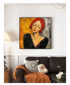 Woman face oli painting woman portrait painting Figurative Canvas Art lady wall painting abstract face canvas art (Style: 01, size: 60x60cm)