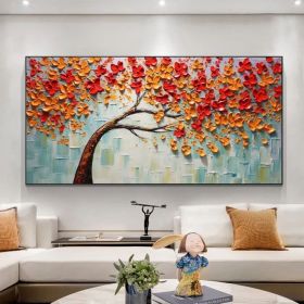 Abstract Tree of Life Oil Painting on Canvas Large Wall Art Original Red Minimalist Wall Art Custom Painting Boho Living Room Home Decor (Style: 01, size: 40x80cm)