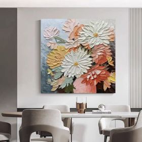 Oversized Flowers Texture Painting Original Abstract Floral Art Personalized Art Gift for Living Room Custom Modern Abstract Artwork (Style: 01, size: 80x80cm)