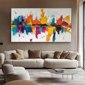 Large Abstract Colorful Painting on Canvas 3DTextured Wall Art Modern Palette Knife Painting Custom Colorful Art Over Sofa Wall Decor (Style: 01, size: 100X150cm)