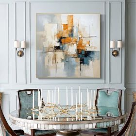 Minimalist Abstract Painting Geometric Abstract Art Colorful Oil Painting 3D Texture Orange Painting Original Knife Painting On Canvas Art (Style: 01, size: 50x50cm)