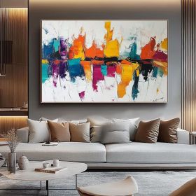 Large Abstract Colorful Painting on Canvas 3DTextured Wall Art Modern Palette Knife Painting Custom Colorful Art Over Sofa Wall Decor (Style: 01, size: 50X70cm)