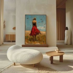 Modern wall art Abstract Lady Framed Woman painting Woman Canvas Art Original colourful Wall Art Girls seeking freedom wall art Unique gift (Style: 01, size: 100X150cm)