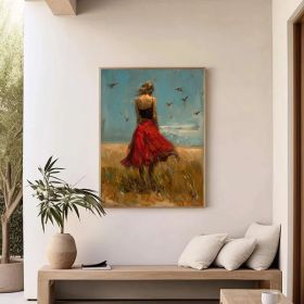 Modern wall art Abstract Lady Framed Woman painting Woman Canvas Art Original colourful Wall Art Girls seeking freedom wall art Unique gift (Style: 01, size: 120x160cm)