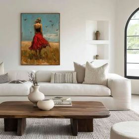 Modern wall art Abstract Lady Framed Woman painting Woman Canvas Art Original colourful Wall Art Girls seeking freedom wall art Unique gift (Style: 01, size: 60X90cm)