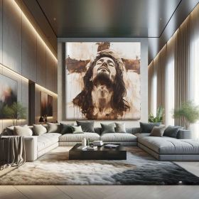 Christian Hand Painted Oil Painting Modern Jesus Painting Framed Large Religious Figure Wall Art Abstract Religious Art Jesus Canvas Wall Art Abstract (Style: 01, size: 60x60cm)