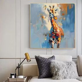 Giraffe Large Painting On Canvas African Animals Original Canvas Art Nursery Wall Art Hand Painted Oil Painting (Style: 01, size: 160x160cm)