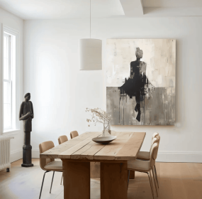 Black Wabi-sabi Art Artistic Painting of the Back of Female Dancer A Lonely Girl Portrait Abstract Oil Painting Abstract Lady Canvas Artwork (Style: 01, size: 70x100cm)