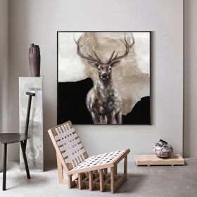 Large Abstract Deer Oil Painting on Canvas Original Hand-painted Stag Canvas Wall Art Modern Animal Painting for Living Room Home DÃ©cor (Style: 01, size: 60x60cm)