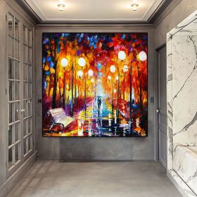 Hand-painted High Quality Modern Abstract AutumnTree Landscape Oil Painting on Canvas Textured Knife Art (size: 120x120cm)