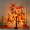 Fall Decorations for Home, Thanksgiving Decorations, 24'/2FT Lighted Fall Maple Leaves Tree with 24 LEDs for Autumn Decor