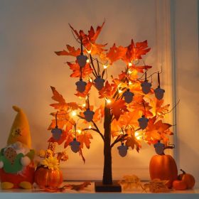 Fall Decorations for Home, Thanksgiving Decorations, 24'/2FT Lighted Fall Maple Leaves Tree with 24 LEDs for Autumn Decor (Color: Fall Tree-1)
