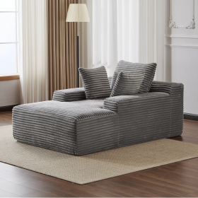 Double Chaise Lounge Chair, Sleeper Cloud Couch, Luxury Sofa Bed Love-seat (Color: Grey)