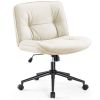Criss Cross Legged Chair, Armless Office Desk Wide Seat Wheels, Swivel Height Adjustable Comfy Computer Task Seating Modern Home Room