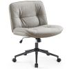 Criss Cross Legged Chair, Armless Office Desk Wide Seat Wheels, Swivel Height Adjustable Comfy Computer Task Seating Modern Home Room