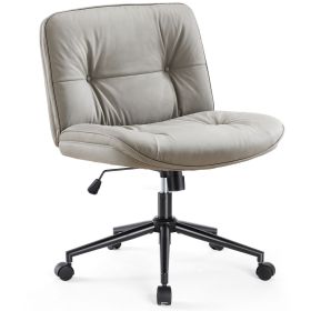 Criss Cross Legged Chair, Armless Office Desk Wide Seat Wheels, Swivel Height Adjustable Comfy Computer Task Seating Modern Home Room (Color: Khaki)