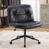 Criss Cross Legged Chair, Armless Office Desk Wide Seat Wheels, Swivel Height Adjustable Comfy Computer Task Seating Modern Home Room