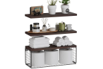 Bathroom Shelf Over Toilet, Floating Bathroom Shelf Wall Mounted with Wire Basket, Floating Shelf for Wall DÃ©cor