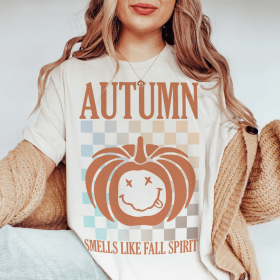 Autumn Smells Like Fall Spirit T-Shirt (Color: Heather Dust, size: L)