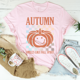Autumn Smells Like Fall Spirit T-Shirt (Color: Pink, size: M)