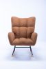Rocking Chair, Soft Teddy Velvet Fabric Rocking Chair for Nursery, Comfy Wingback Glider Rocker with Safe Solid Wood Base for Living Room Bedroom Bal