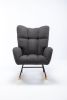 Rocking Chair, Soft Teddy Velvet Fabric Rocking Chair for Nursery, Comfy Wingback Glider Rocker with Safe Solid Wood Base for Living Room Bedroom Bal