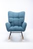 Rocking Chair, Soft Teddy Velvet Fabric Rocking Chair for Nursery, Comfy Wingback Glider Rocker with Safe Solid Wood Base for Living Room Bedroom Bal