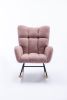 Rocking Chair, Soft Teddy Velvet Fabric Rocking Chair for Nursery, Comfy Wingback Glider Rocker with Safe Solid Wood Base for Living Room Bedroom Bal