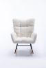 Rocking Chair, Soft Teddy Velvet Fabric Rocking Chair for Nursery, Comfy Wingback Glider Rocker with Safe Solid Wood Base for Living Room Bedroom Bal