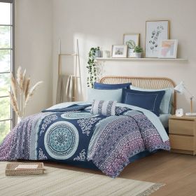 Queen Boho Comforter Set with Bed Sheets (Color: as Pic)