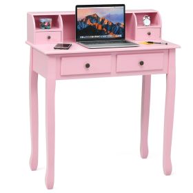 Removable Floating Organizer 2-Tier Mission Home Computer Vanity Desk (Color: Pink)