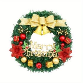Christmas Wreath Reef For Front Door, Window or any room 24 Inch - With Bow, Bells, Red Berries (Color: 50cm-colored-light)