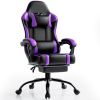 Video Game Chairs for Adults, PU Leather Gaming Chair with Footrest, 360Â°Swivel Adjustable Lumbar Pillow Gamer Chair