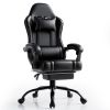 Video Game Chairs for Adults, PU Leather Gaming Chair with Footrest, 360Â°Swivel Adjustable Lumbar Pillow Gamer Chair