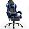 Video Game Chairs for Adults, PU Leather Gaming Chair with Footrest, 360Â°Swivel Adjustable Lumbar Pillow Gamer Chair
