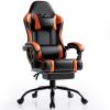 Video Game Chairs for Adults, PU Leather Gaming Chair with Footrest, 360Â°Swivel Adjustable Lumbar Pillow Gamer Chair