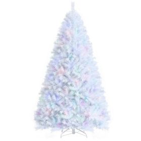 Artificial Christmas Tree with Iridescent Branch Tips and Metal Base (size: 8ft)
