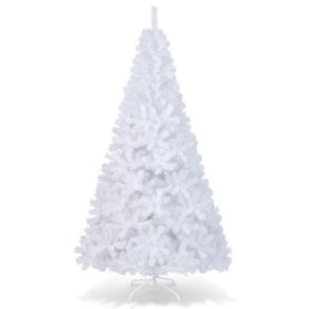 5/6/7/8 Feet White Christmas Tree with Solid Metal Legs (size: 7 ft)