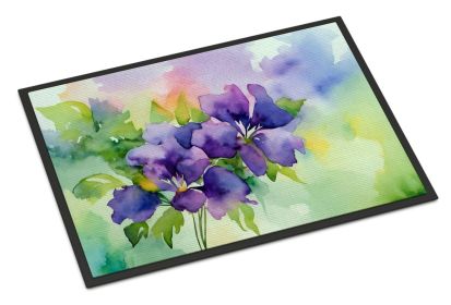 NEW New Jersey Violet in Watercolor Doormat Front Door Mat Indoor Outdoor Rugs for Entryway, Non Slip Washable Low Pile, 18H X 27W (Default: Default)