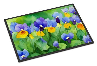 NEW Illinois Violet in Watercolor Doormat Front Door Mat Indoor Outdoor Rugs for Entryway, Non Slip Washable Low Pile, 18H X 27W (Default: Default)