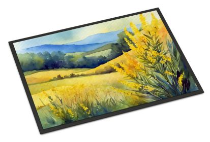 NEW Kentucky Goldenrod in Watercolor Doormat Front Door Mat Indoor Outdoor Rugs for Entryway, Non Slip Washable Low Pile, 18H X 27W (Default: Default)
