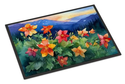 NEW Colorado Rocky Mountain Columbine in Watercolor Doormat Front Door Mat Indoor Outdoor Rugs for Entryway, Non Slip Washable Low Pile, 18H X 27W (Default: Default)