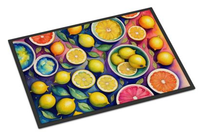 NEW Colorful Lemons Doormat Front Door Mat Indoor Outdoor Rugs for Entryway, Non Slip Washable Low Pile, 18H X 27W (Default: Default)