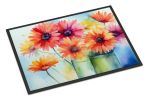 NEW Gerbera Daisies in Watercolor Doormat Front Door Mat Indoor Outdoor Rugs for Entryway, Non Slip Washable Low Pile, 18H X 27W