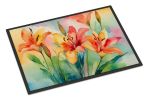 NEW Lilies in Watercolor Doormat Front Door Mat Indoor Outdoor Rugs for Entryway, Non Slip Washable Low Pile, 18H X 27W