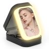 Portable Travel Makeup Bag With LED Mirror Rechargeable Beauty Mirror With 3 Color Light Dimmable Brightness Waterproof Cosmetic Bag With 4 Compartme